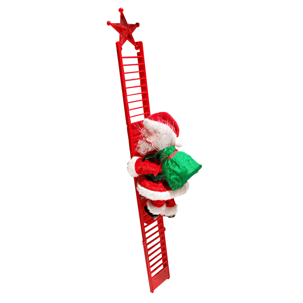Papai Noel subindo escada musical 20cm