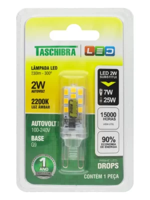 Lampada-de-Led-G9-Drops-Ambar-Taschibra-2W-2200W-AutovoltEmbalagemFrontal1